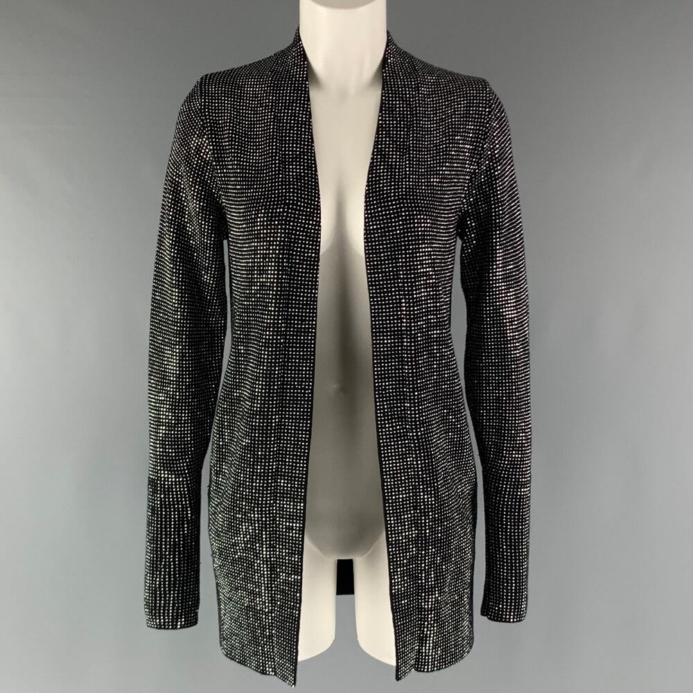 RtA Size XXS Black Silver Cotton Studded Open Front Cardigan